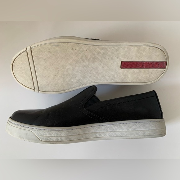 Prada Black Leather Skater Slide Slip-on Sneakers ~ 38.5/8.5 ~ Great Condition - Picture 5 of 15